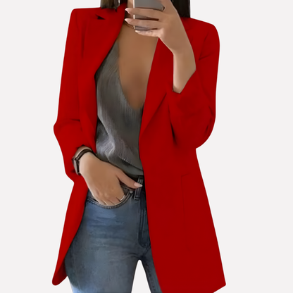 Women's Blazer Front Pocket Wool Everyday Jacket