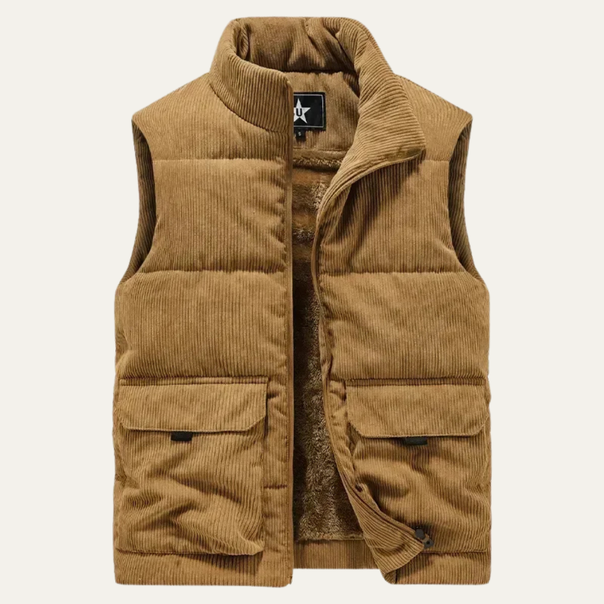 Men's Corduroy Puffer Vest Warm Padded Silver - Fashinoza