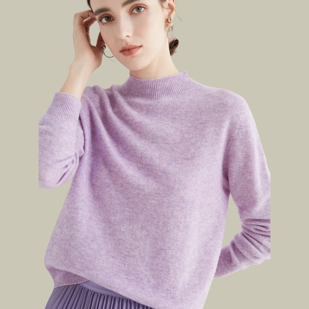 Emma | Women’s Blush Minimal Mock Neck Pullover