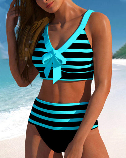 Women's High Waist Striped Bikini Set