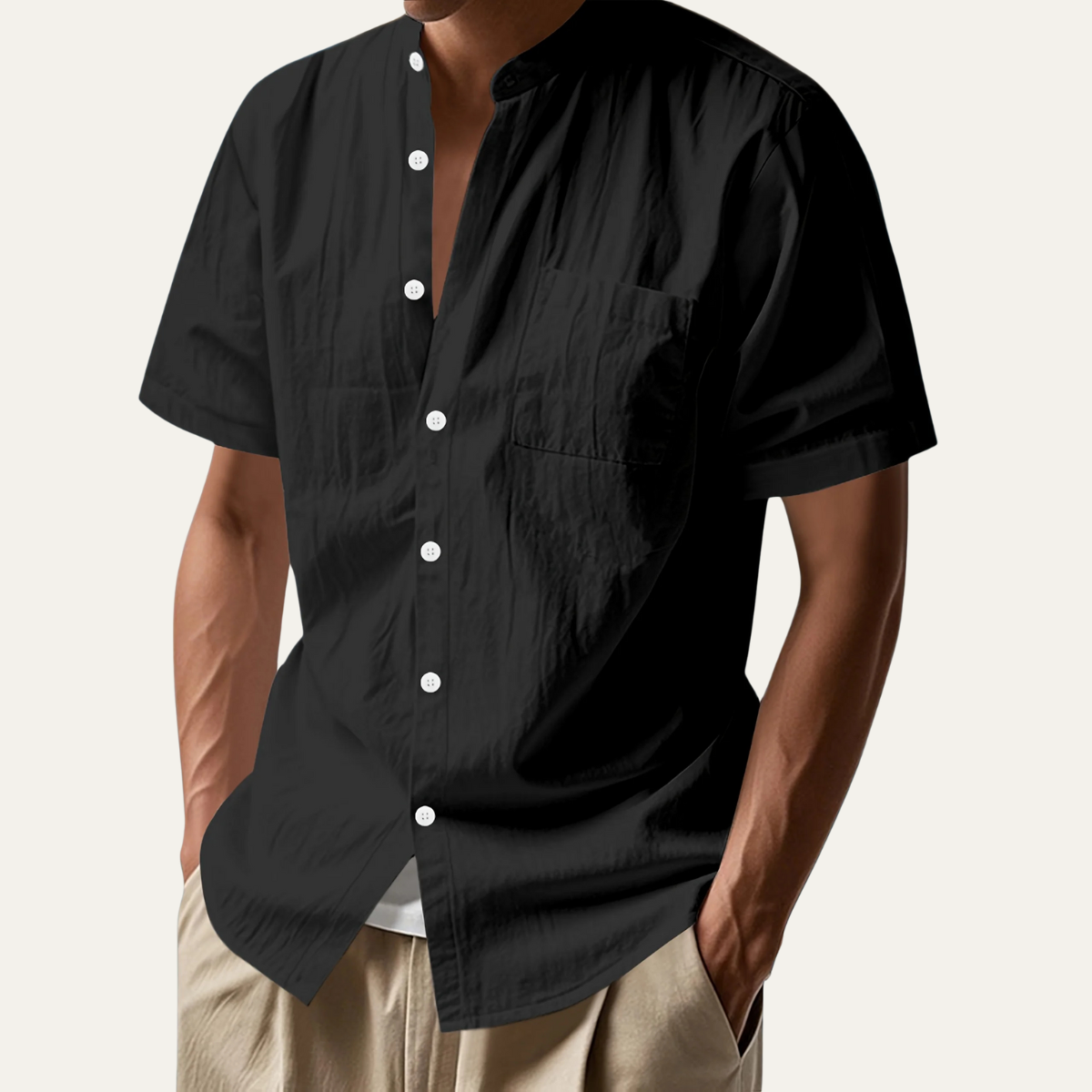 Men's Linen Button Up Shirt Lightweight