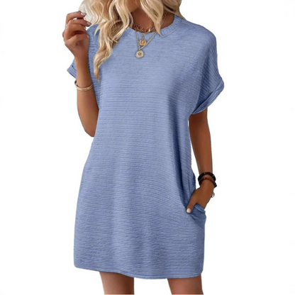 Women's Crew Neck Mini T-Shirt Dress Short Sleeve