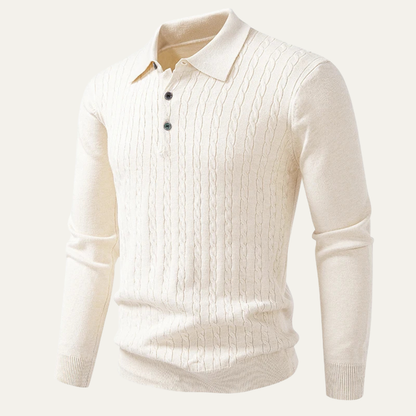 Men's Cotton Polo Sweater Soft Knit Casual