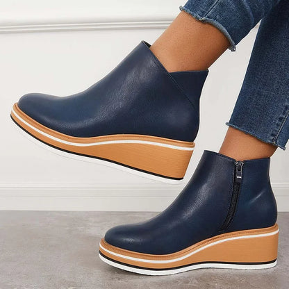 Women's Side Zip Wedge Boots