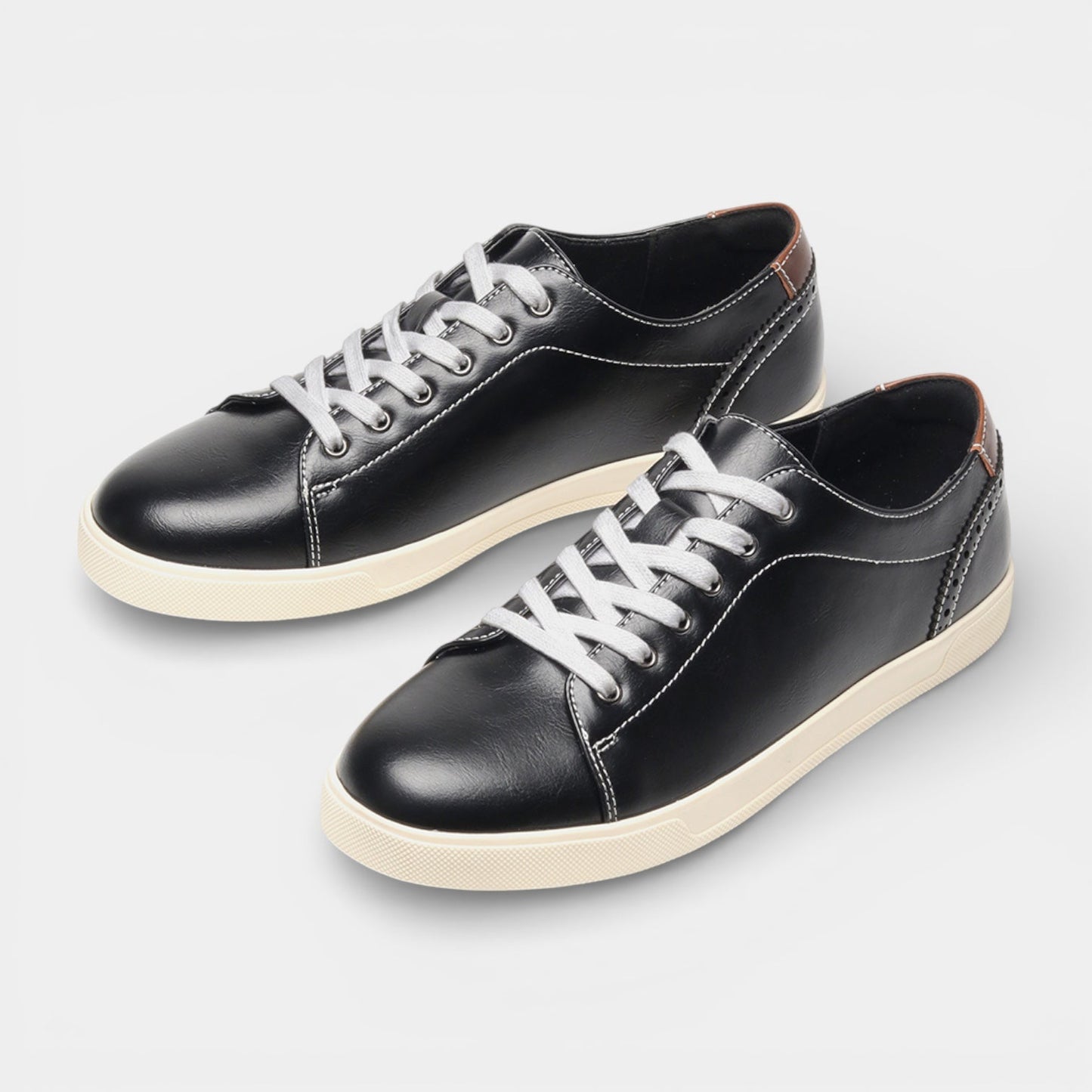 Men's Vegan Leather Sneakers Casual Low Top Walking Lace-Up Shoes