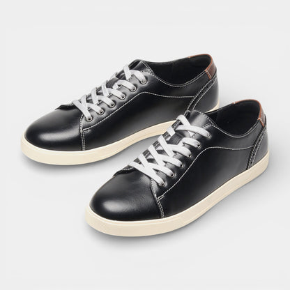 Men's Vegan Leather Sneakers Casual Low Top Walking Lace-Up Shoes