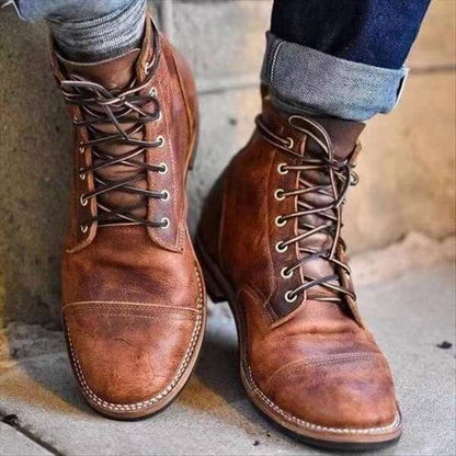 Men's Ankle Work Boots Durable Sole Comfortable Lace-Up - Fashinoza