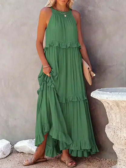 Elegant Women's Sleeveless Ruffle Dress