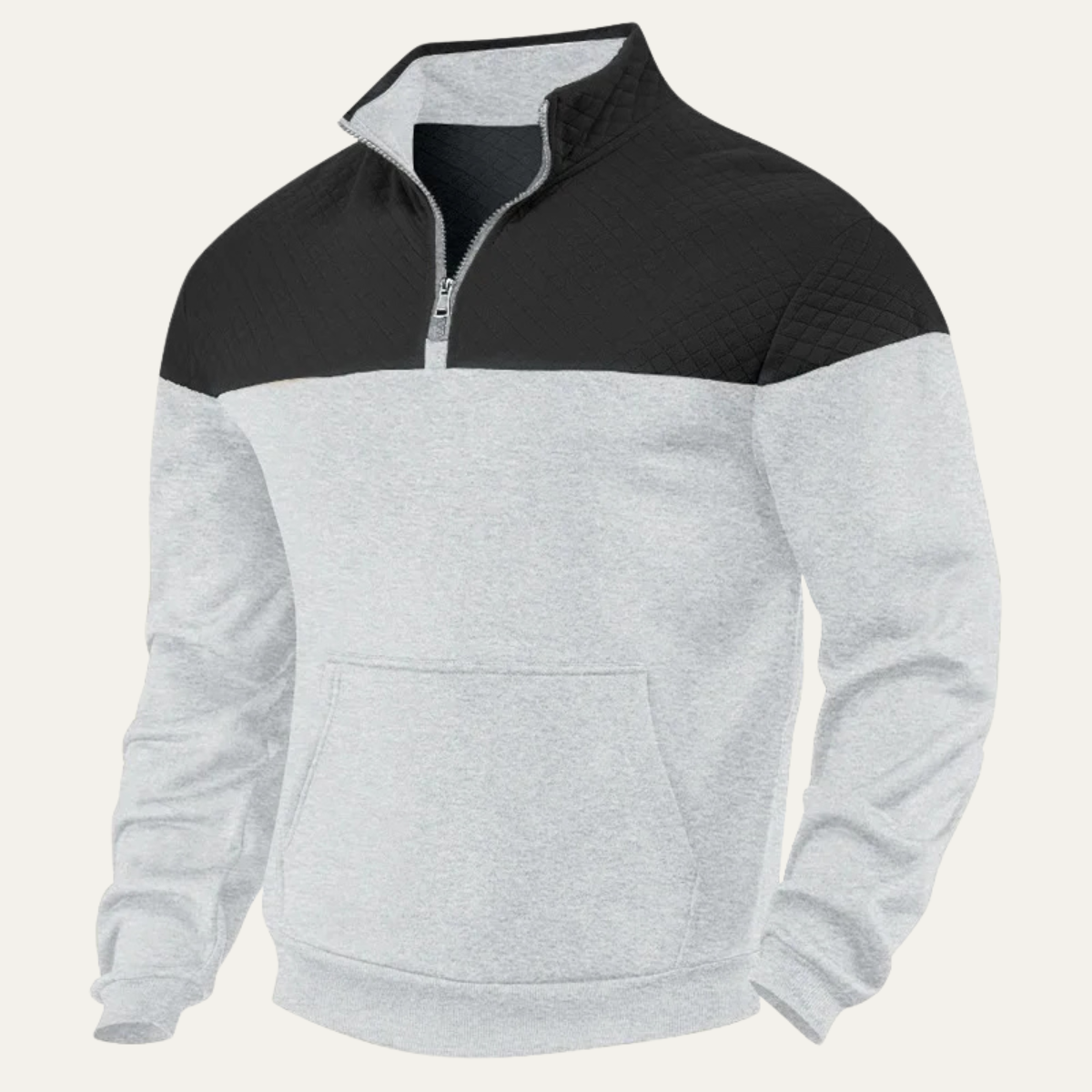 Men's Quilted Half Zip Sweater Color Block Navy Blue