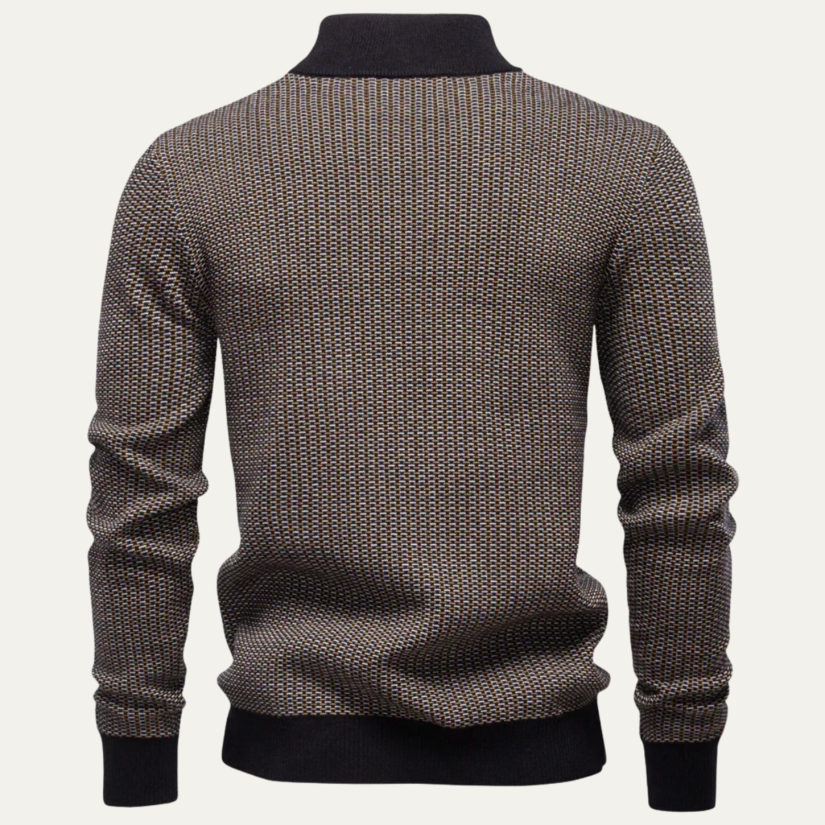 Men's Thick Knit Sweater Half Zip Stand Collar Warm Grey
