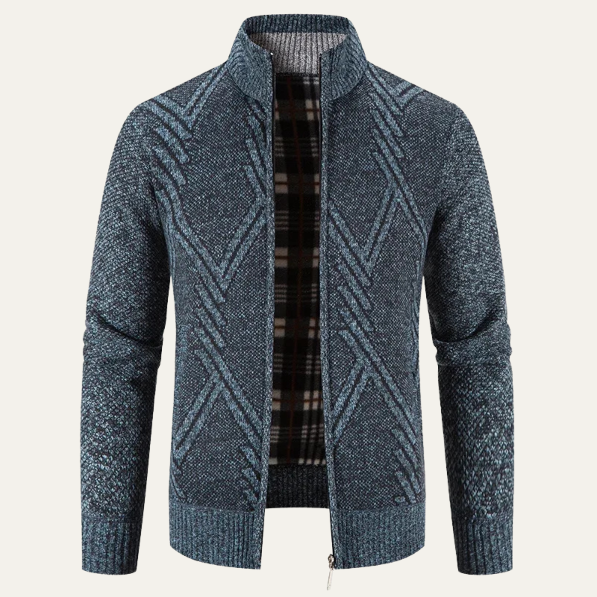 Men's Knitted Zip Cardigan - Fashinoza