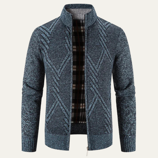 Men's Knitted Zip Cardigan - Fashinoza