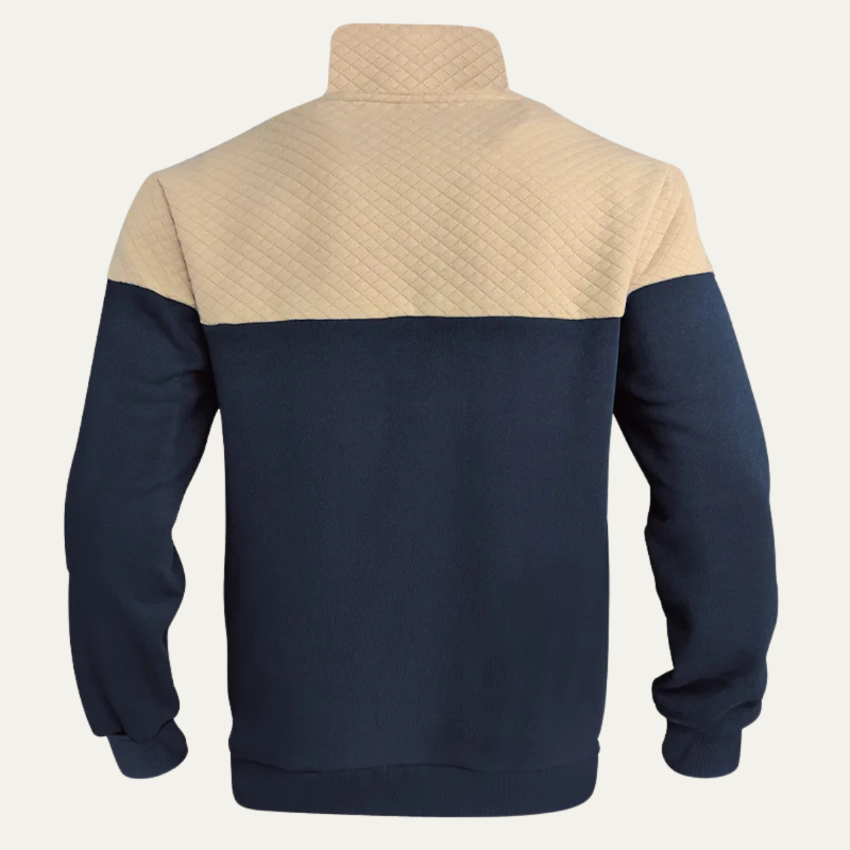 Men's Quilted Half Zip Sweater Color Block Navy Blue