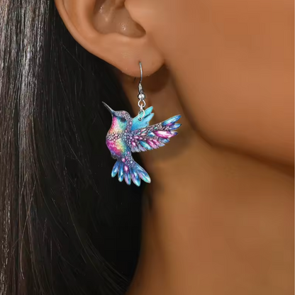 Hummingbird Glass Drop Earrings