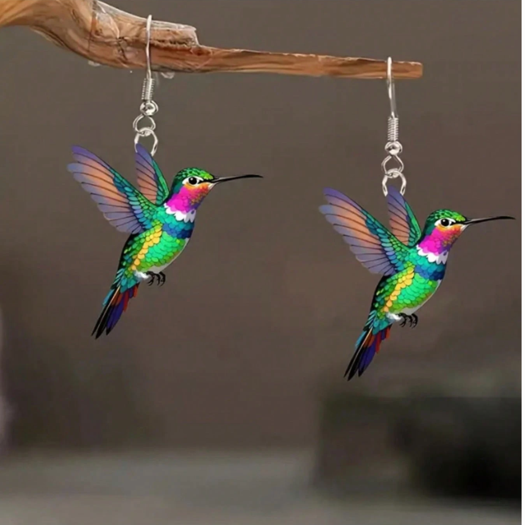 Hummingbird Glass Drop Earrings