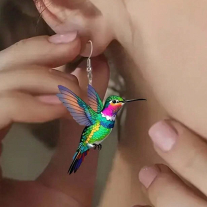 Hummingbird Glass Drop Earrings