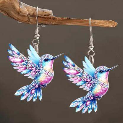 Hummingbird Glass Drop Earrings