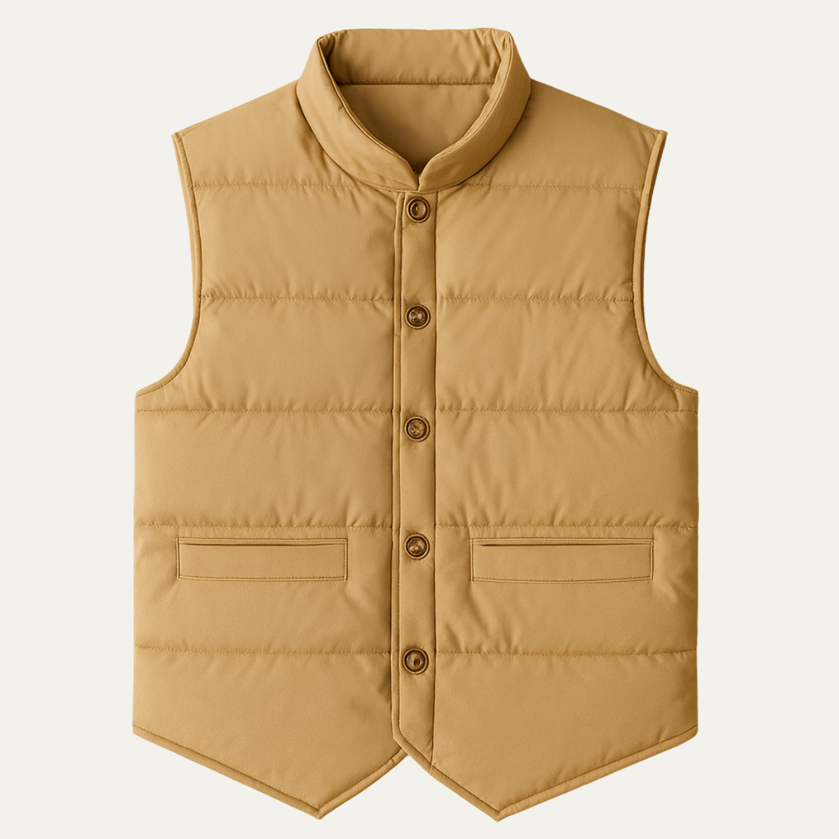 Men's Beige Quilted Vest Slim Fit Padded - Fashinoza