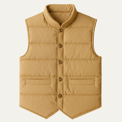 Men's Beige Quilted Vest Slim Fit Padded - Fashinoza