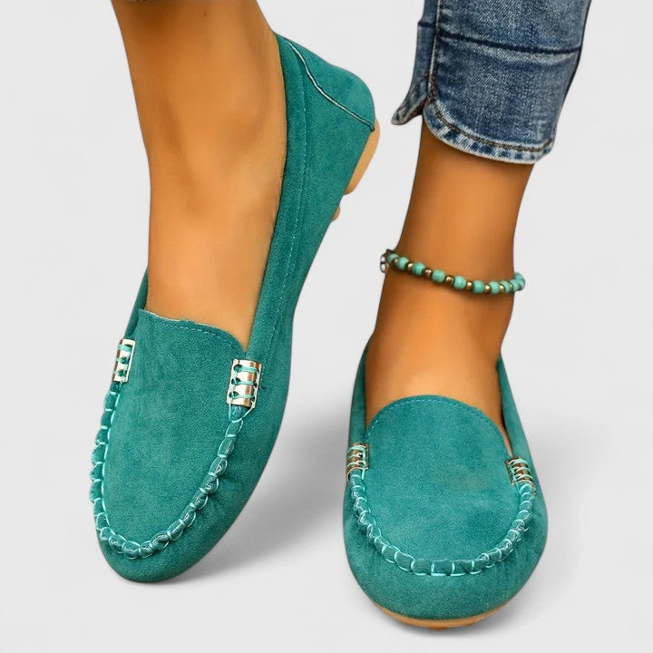 Women's Suede Slip-On Loafers Flat Moccasin Shoes