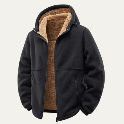 Mens Sherpa Hoodie Thick Warm Zip Up