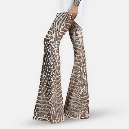 Women's High Waist Flare Pants Sequin - Fashinoza