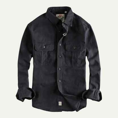 Men's Utility Shirt Jacket Vintage Washed Cotton Casual