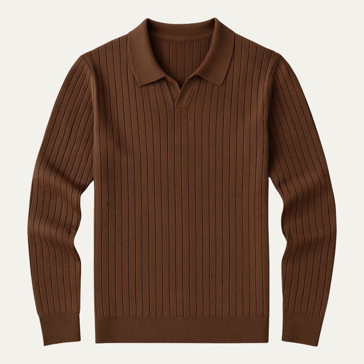 Men's Slim Fit Ribbed Polo Sweater - Fashinoza