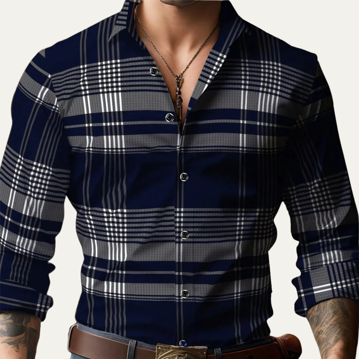 Men's Plaid Button Down Casual Shirt