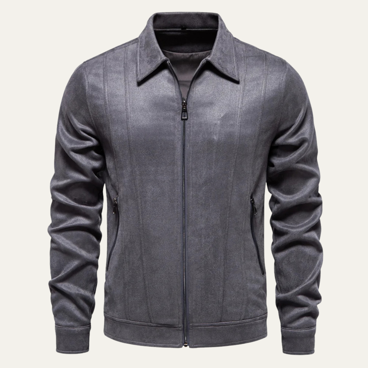 Men's Leather Biker Jacket Zip Up Black
