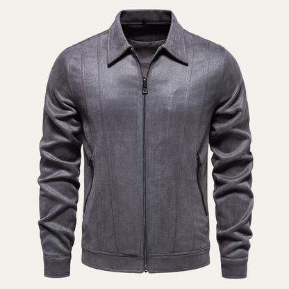 Men's Leather Biker Jacket Zip Up Black