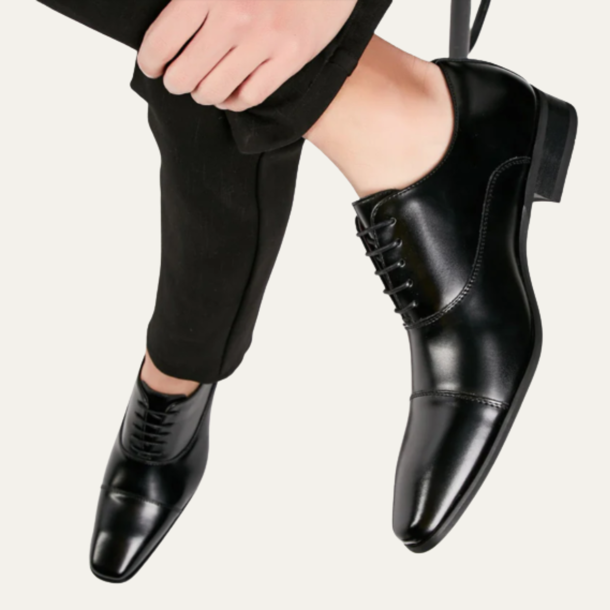 Men's Leather Dress Shoes Polished Black