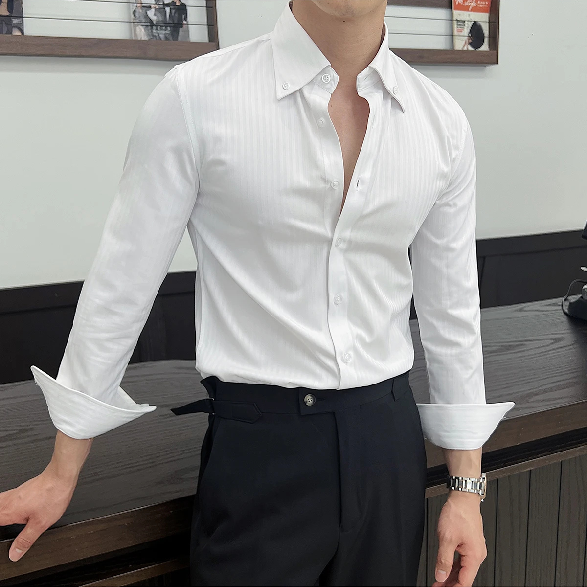 Men's Striped Button Up Shirt