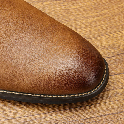 Men's Leather Chelsea Ankle Boots Elastic Sides