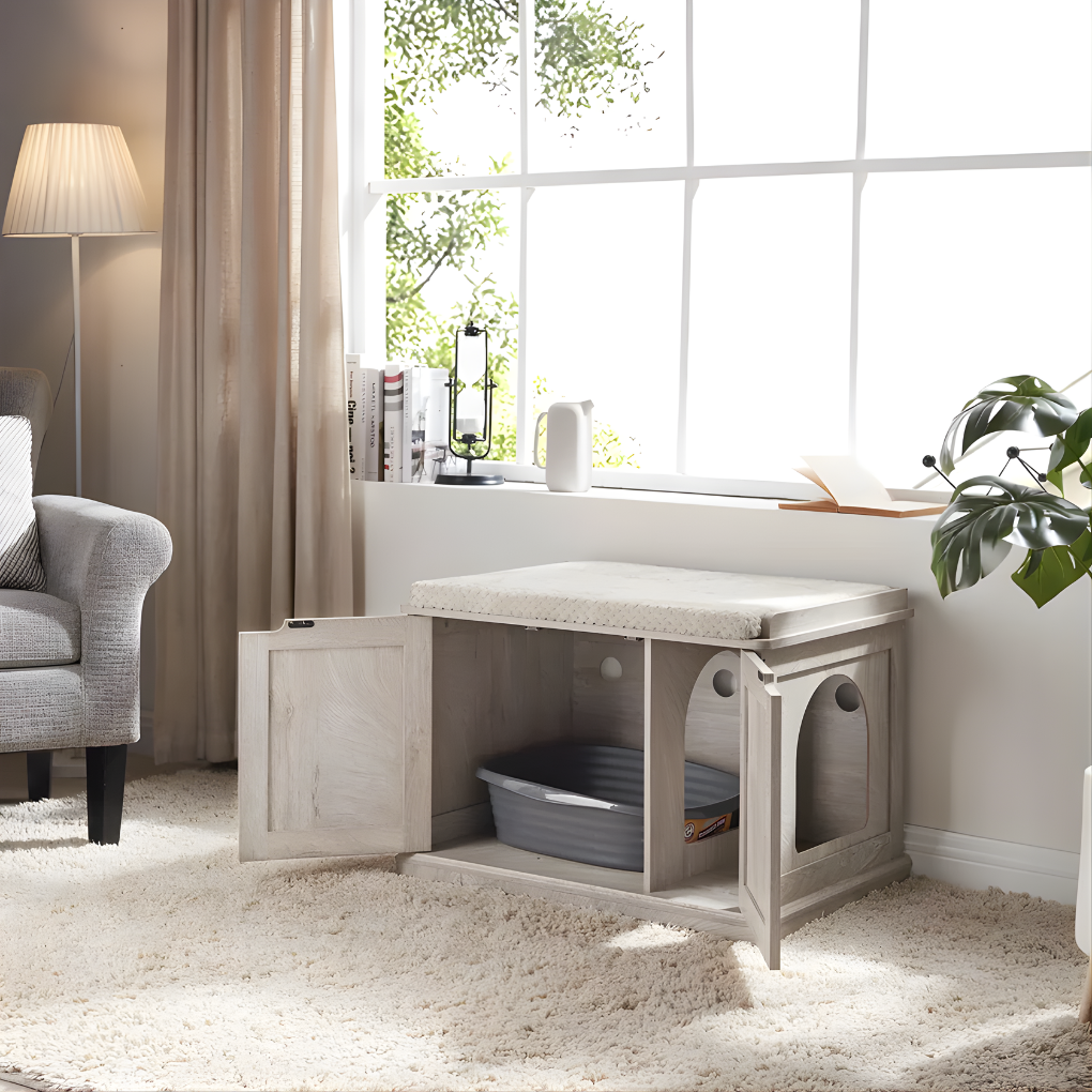 Cat Litter Box Enclosure Wooden Privacy Screen - Fashinoza