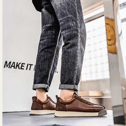 Men's Leather Lace Up Casual Shoes Brown