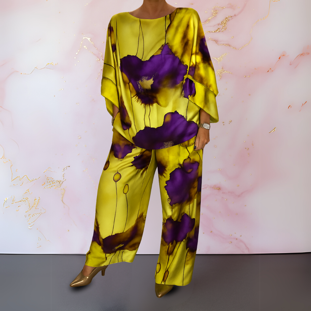 Women's Abstract Floral Print Two Piece Set