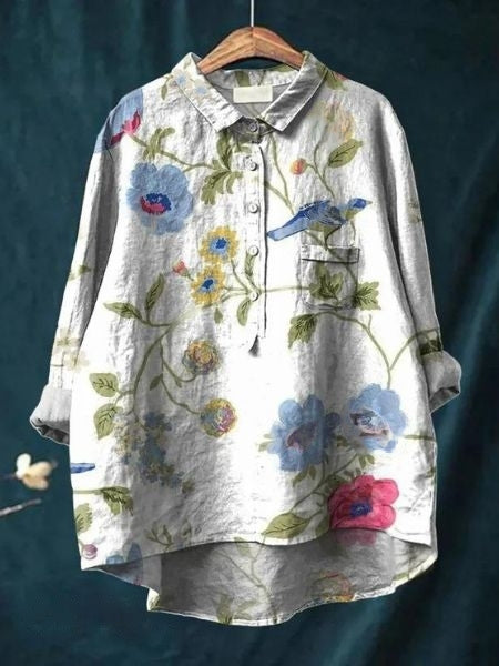 Maya | Women Floral Button Front Pocket Blouse