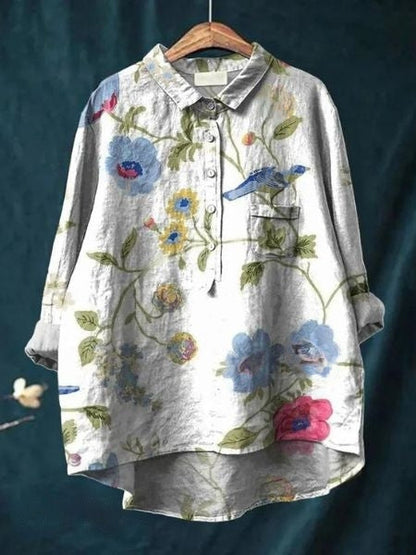 Maya | Women Floral Button Front Pocket Blouse