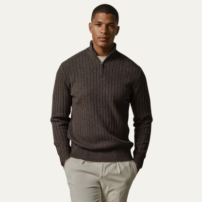 Men's Ribbed Cotton Sweater Half Zip