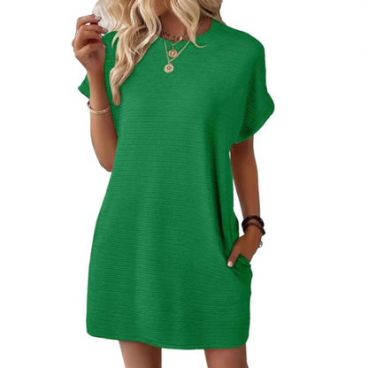 Women's Crew Neck Mini T-Shirt Dress Short Sleeve