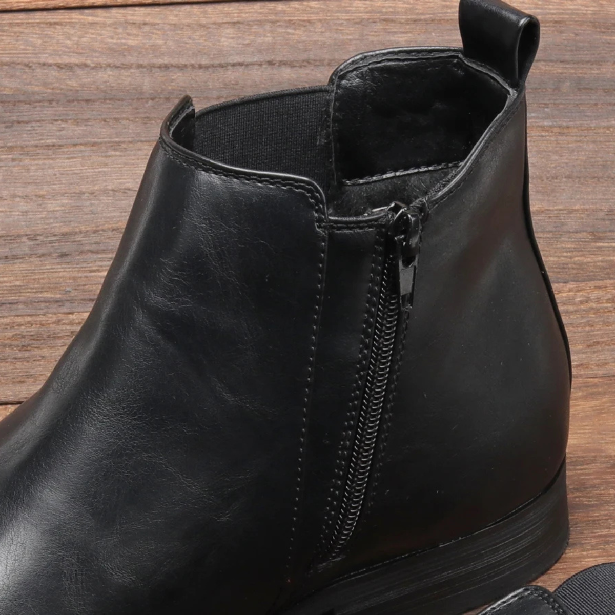 Men's Leather Chelsea Ankle Boots Elastic Sides