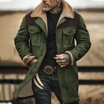 Men's Suede Fleece Lined Jacket With Pockets
