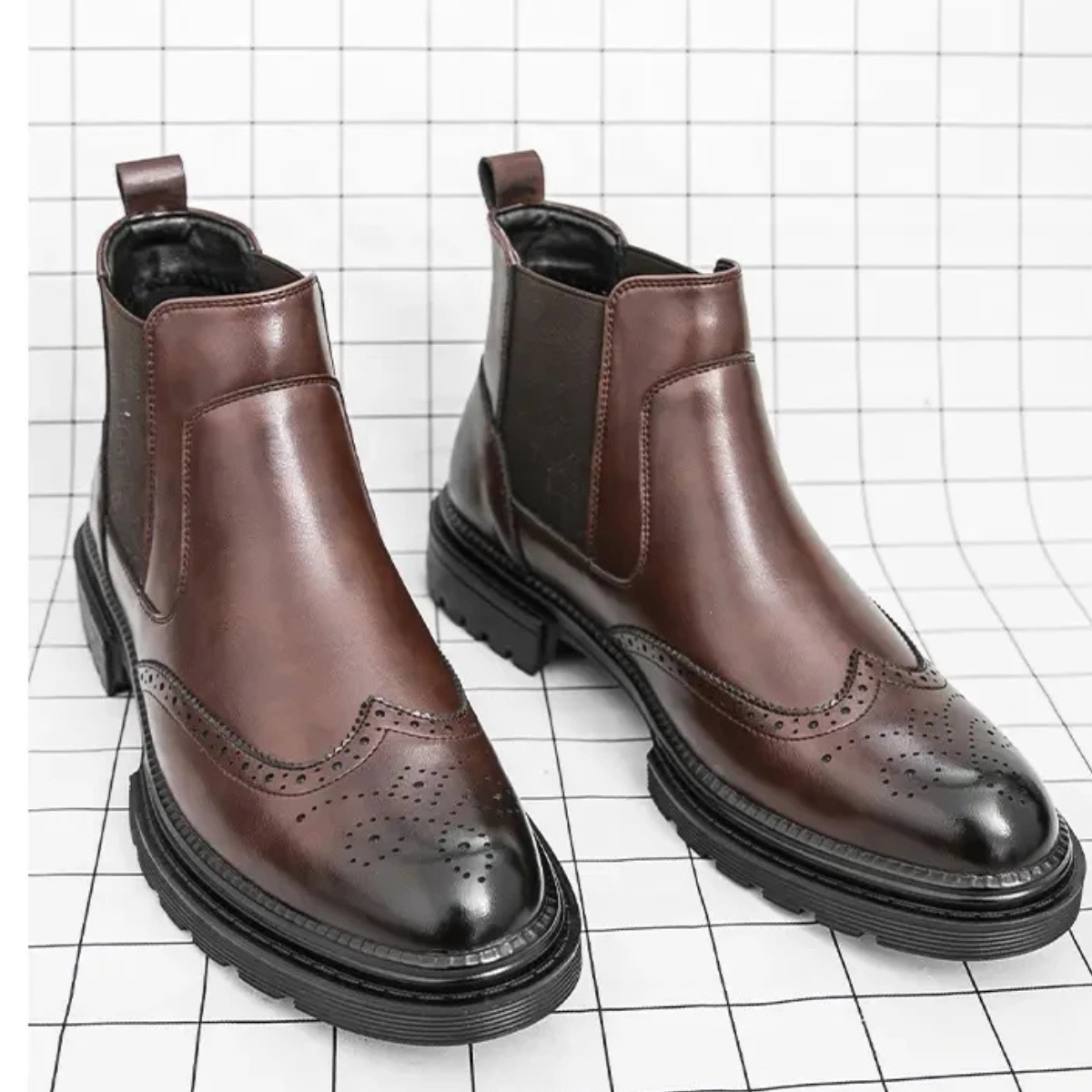 Men's Chelsea Boots Leather Anti-Slip Brown