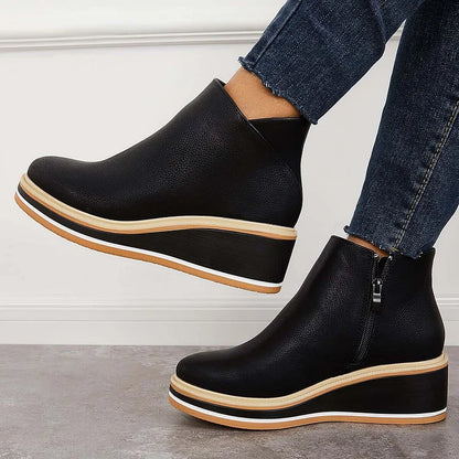 Women's Side Zip Wedge Boots