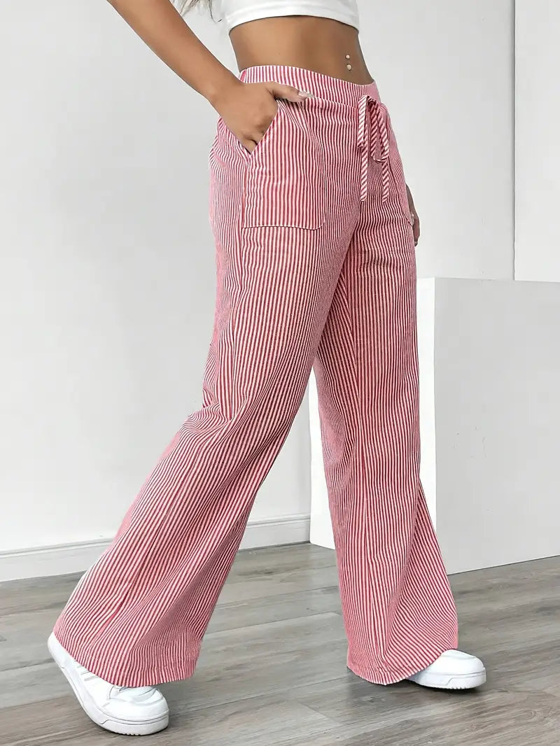 Relaxed Wide-Leg Stripe Trousers