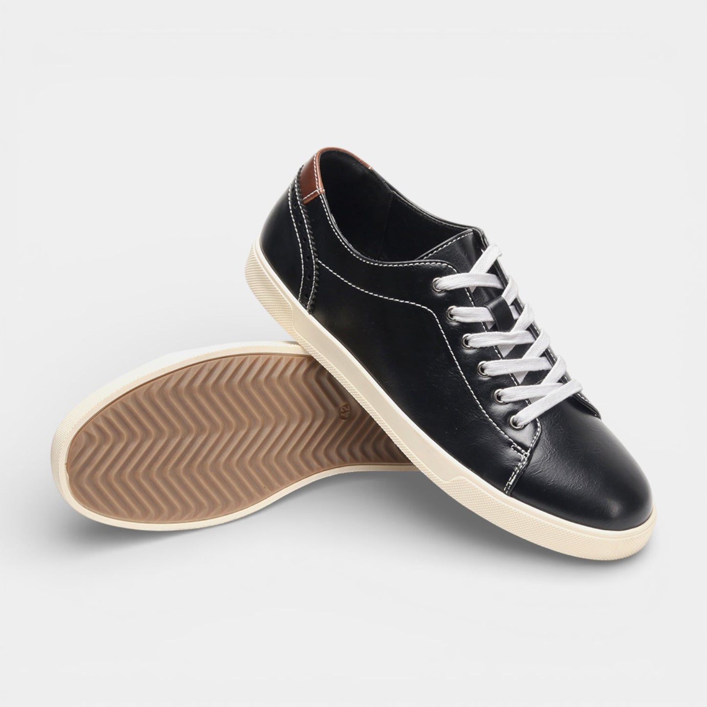 Men's Vegan Leather Sneakers Casual Low Top Walking Lace-Up Shoes