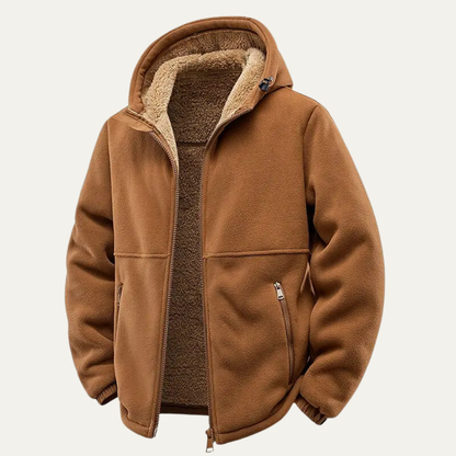 Mens Sherpa Hoodie Thick Warm Zip Up