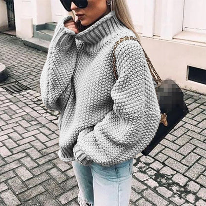 Women's Chunky Knit Turtleneck Sweater Oversized Cozy