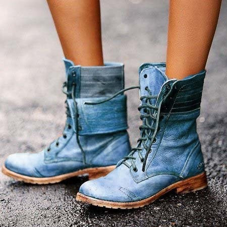 Women's Combat Ankle Boots Lace-Up